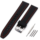 RoHS 22mm Black Silicone Watch Strap 29g Flat Soft Silicone Watch Strap