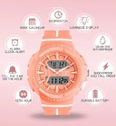 Pink Plastic Quartz Watch PEM 3ATM Plastic Watches For Ladies LCD