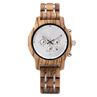 Chronograph 20mm Luxury Wood Watches SGS Wooden Skeleton Watch Date Function