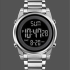 220mm Silvertone 3BAR Stainless Steel Digital Watch Waterproof Digital