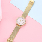Gold Stainless Steel Mesh Strap Ladies Quartz Watch Large Dial Simple 36mm