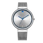 Silvery 40mm Fashionable Men'S Quartz Watch Round Smooth Surface
