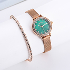 Rose Gold 27mm Ladies Watch Gift Set With Fried Dough Twist Bracelet