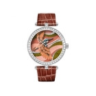3D Dial Leather Strap Wrist Watch 5ATM OEM Diamond Quartz Movement