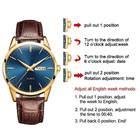 Goldtone 39mm Unisex Wrist Watch 3BAR Mens Wrist Watch Brown Leather Strap