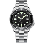 Luminous 21mm Mens Rubber Strap Watches 3BAR Silicone Stainless Steel Back