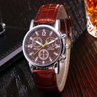 9mm Leather Strap Wrist Watch 3 Bar Water Resistant Chronograph