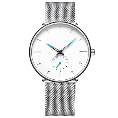 Sliver 3BAR Alloy Quartz Watch Stainless Steel Custom Logo Watch OEM