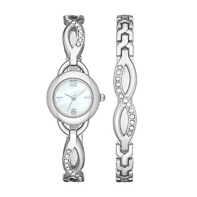 14mm Alloy Quartz Watch Luxury OEM Silver Crystal Watch Bracelet For Ladies