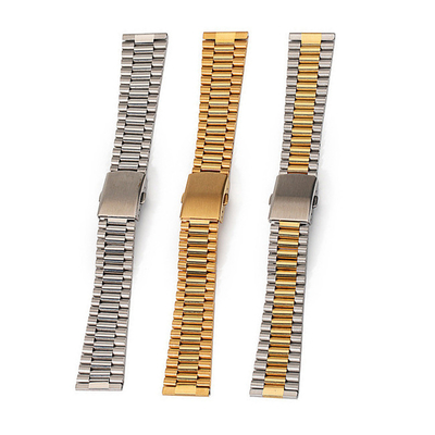 OEM 22mm Stainless Steel Watch Band RoHS Gold And Silver Watch Strap