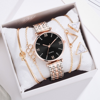 OEM 31MM Ladies Watch Gift Set 3BAR Jewelry Diamond Dial Watch Set Japan Movt