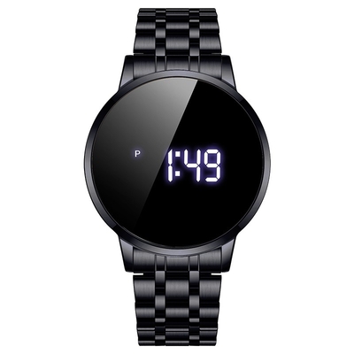 44mm Waterproof Digital Watch Round Shape LED Screen Water Resistant 3ATM Chrono
