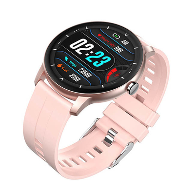 Waterproof 3ATM Fitness Tracker Smart Watch Pink Round Sport Silicone Strap