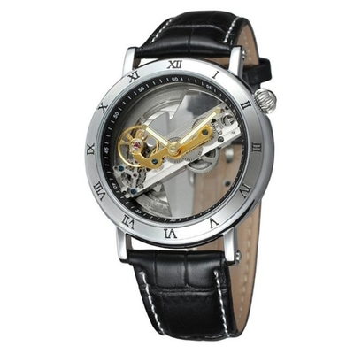 Fashion 44mm Automatic Mechanical Watch OEM Mens Automatic Skeleton Watch