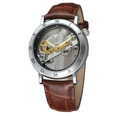 Fashion 44mm Automatic Mechanical Watch OEM Mens Automatic Skeleton Watch