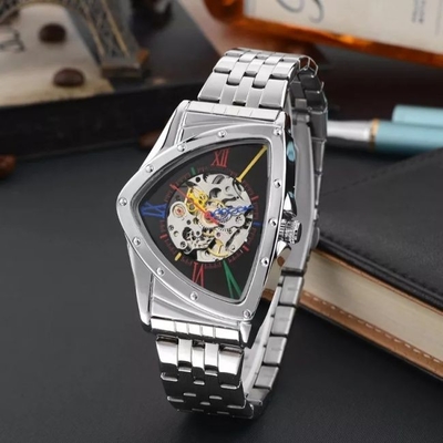 3BAR Fashion Mens Skeleton Watch 22mm Chronograph Automatic