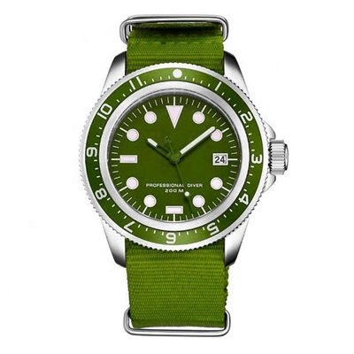 Round ODM Analogue Wrist Watch 42mm Divers Wristwatch Nylon Strap