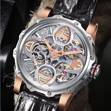 50m Waterproof Custom Business Mens Watch Automatic Chronograph Men Wristwatches Luxury Genuine Leather Watch