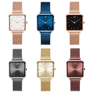 Custom Logo Latest Ladies Luxury Minimalist Square Shape Women Stainless Watches Quartz Watch Bling Relojes Japan Movement