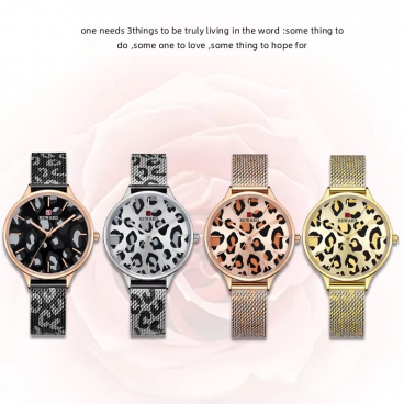 Female Watches Ultra-thin Waterproof Women Watch Mesh Strap Leopard Print Ladies Watch