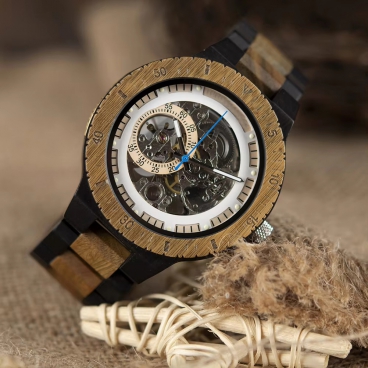 High Quality Oem Custom logo Brand Wooden Watch Men Mechanical Automatic Waterproof Wristwatches