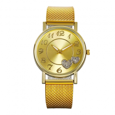 High Quality Wholesale Fashion Watch Women Big Dial Gold Plated Waterproof Steel Band for Quartz Watches Ladies