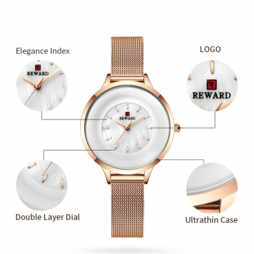 Reward Environmentally Friendly Original Design Wristwatch Japanese Movement Women Green Ladies Watch